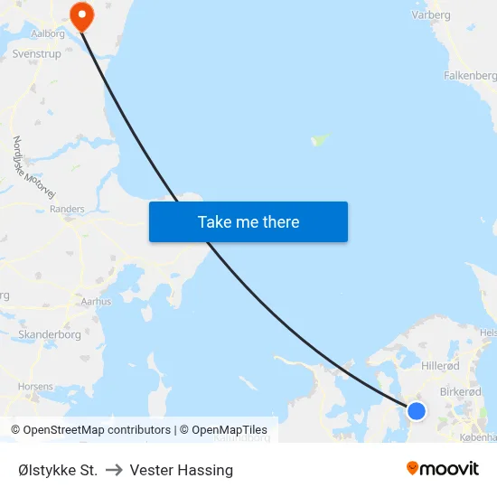 Ølstykke St. to Vester Hassing map