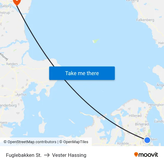 Fuglebakken St. to Vester Hassing map