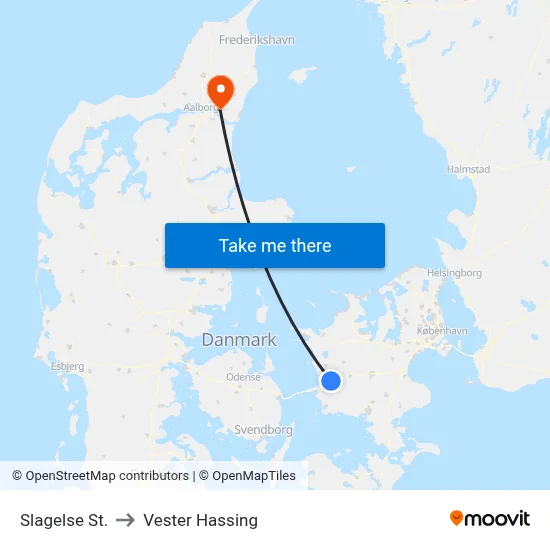 Slagelse St. to Vester Hassing map