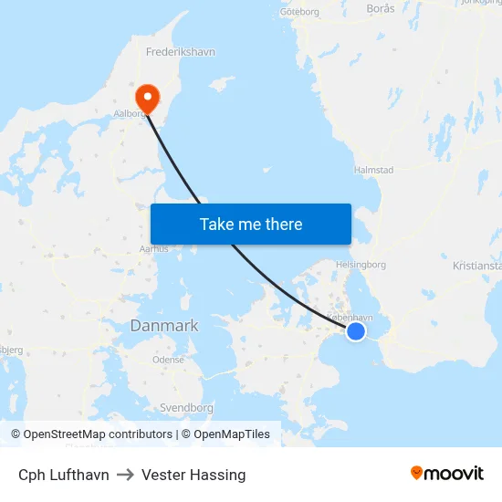 Cph Lufthavn to Vester Hassing map