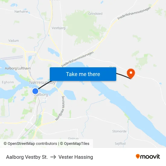 Aalborg Vestby St. to Vester Hassing map