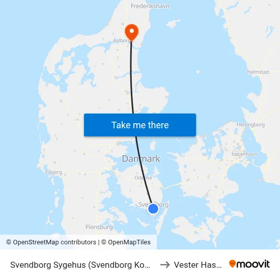 Svendborg Sygehus (Svendborg Kommune) to Vester Hassing map