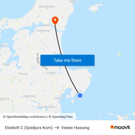 Ebeltoft C (Syddjurs Kom) to Vester Hassing map