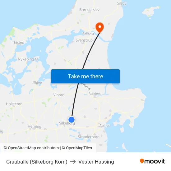 Grauballe (Silkeborg Kom) to Vester Hassing map