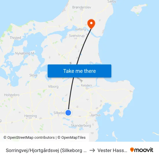 Sorringvej/Hjortgårdsvej (Silkeborg Kom) to Vester Hassing map