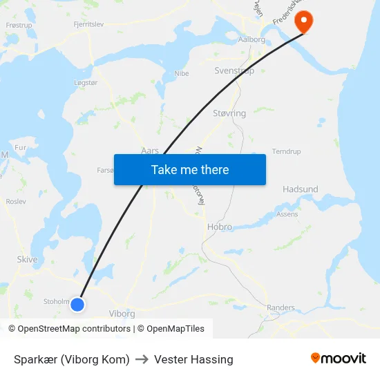 Sparkær (Viborg Kom) to Vester Hassing map