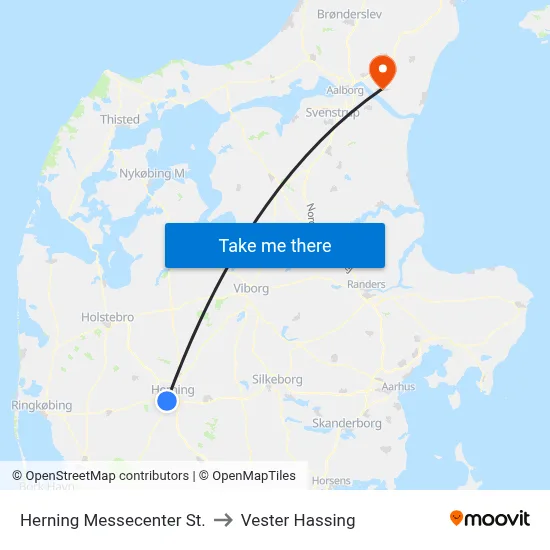 Herning Messecenter St. to Vester Hassing map
