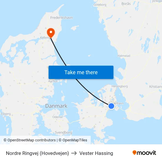 Nordre Ringvej (Hovedvejen) to Vester Hassing map