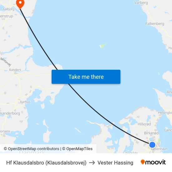 Hf Klausdalsbro (Klausdalsbrovej) to Vester Hassing map