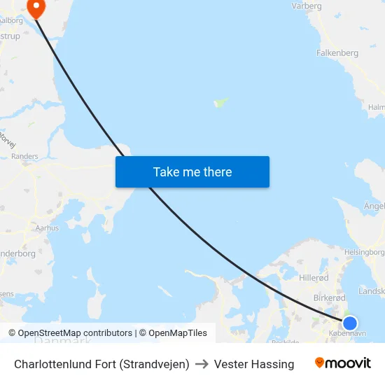 Charlottenlund Fort (Strandvejen) to Vester Hassing map