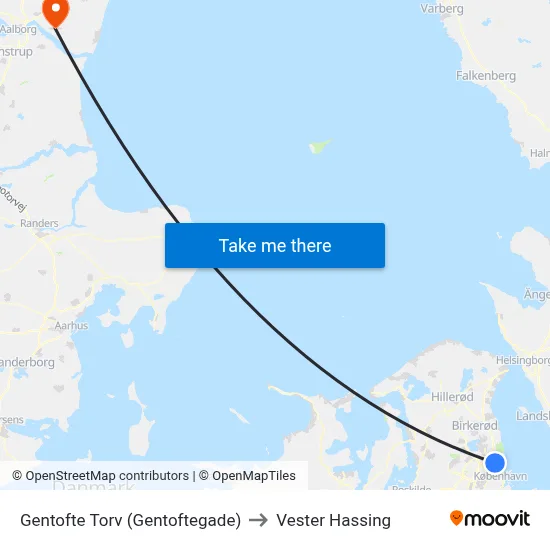 Gentofte Torv (Gentoftegade) to Vester Hassing map
