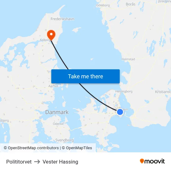 Polititorvet to Vester Hassing map