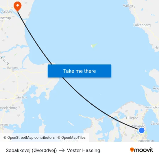 Søbakkevej (Øverødvej) to Vester Hassing map