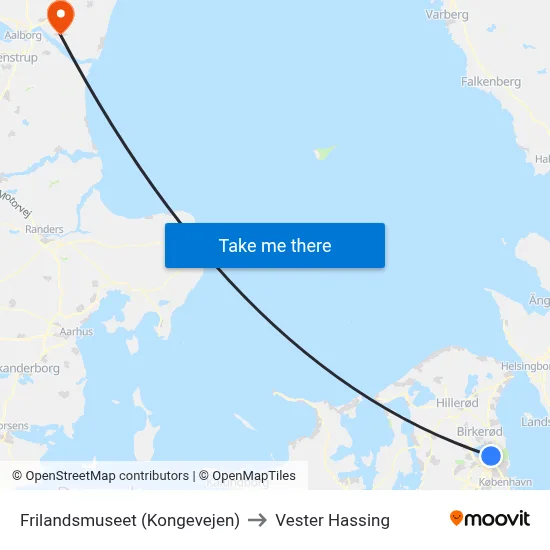 Frilandsmuseet (Kongevejen) to Vester Hassing map