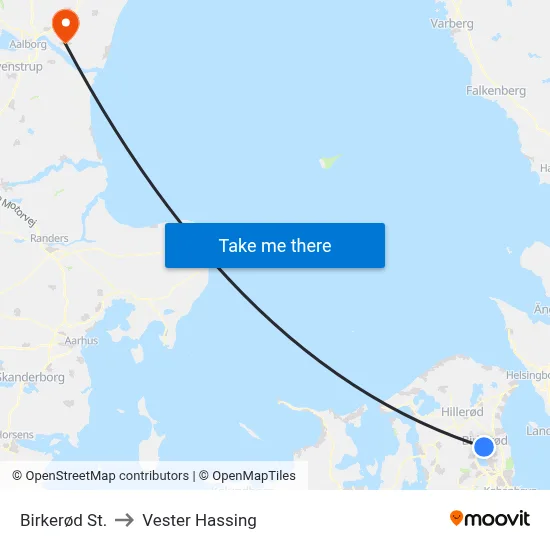 Birkerød St. to Vester Hassing map
