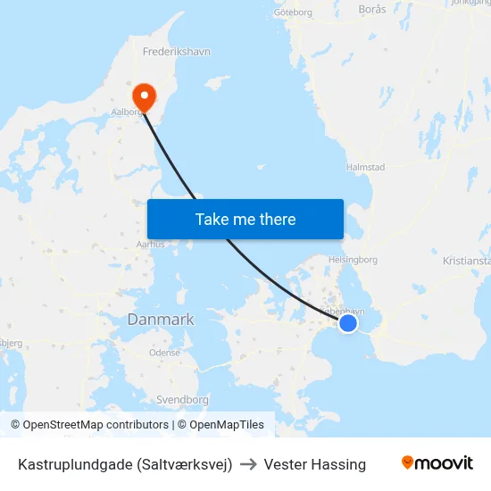 Kastruplundgade (Saltværksvej) to Vester Hassing map