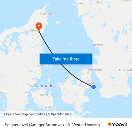Saltværksvej (Amager Strandvej) to Vester Hassing map