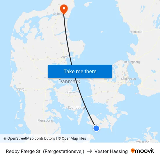Rødby Færge St. (Færgestationsvej) to Vester Hassing map