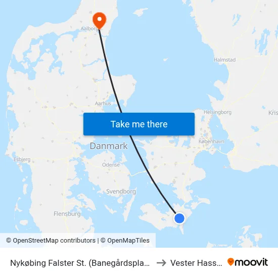 Nykøbing Falster St. (Banegårdspladsen) to Vester Hassing map