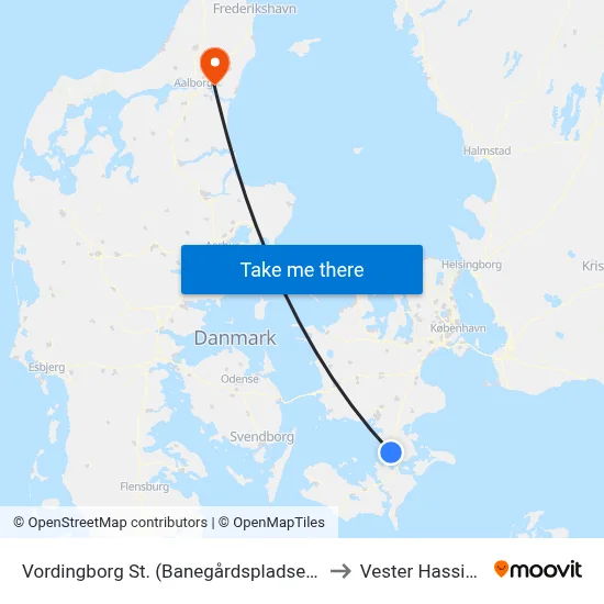 Vordingborg St. (Banegårdspladsen) to Vester Hassing map