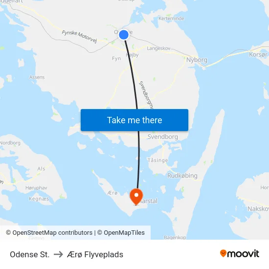 Odense St. to Ærø Flyveplads map