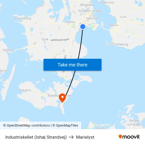 Industriskellet (Ishøj Strandvej) to Marielyst map