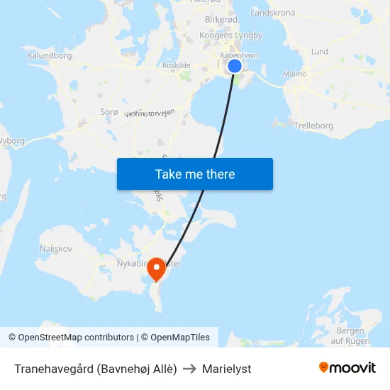 Tranehavegård (Bavnehøj Allè) to Marielyst map