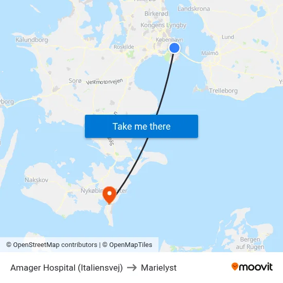 Amager Hospital (Italiensvej) to Marielyst map