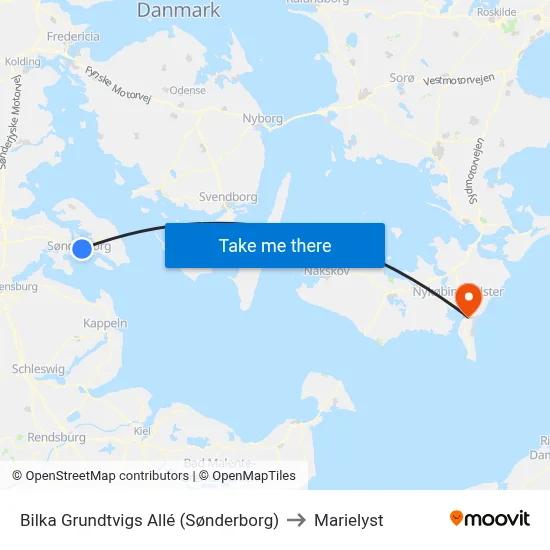Bilka Grundtvigs Allé (Sønderborg) to Marielyst map
