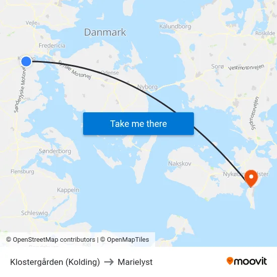 Klostergården (Kolding) to Marielyst map