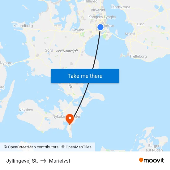Jyllingevej St. to Marielyst map