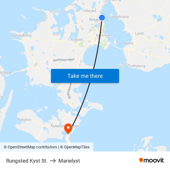 Rungsted Kyst St. to Marielyst map