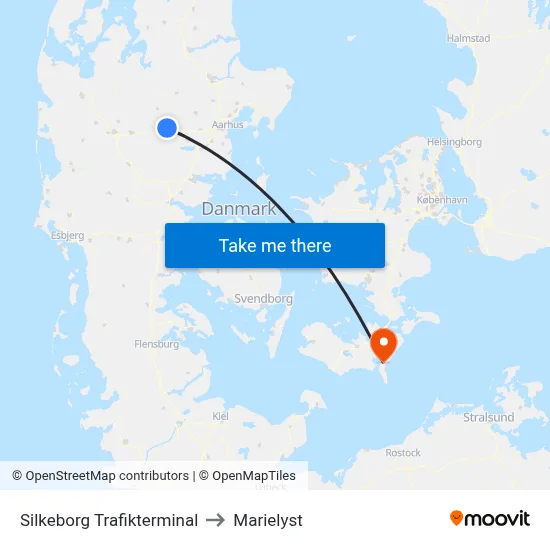 Silkeborg Trafikterminal to Marielyst map
