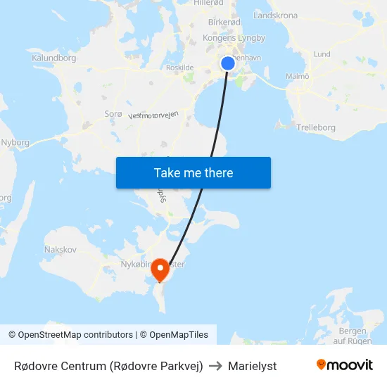 Rødovre Centrum (Rødovre Parkvej) to Marielyst map