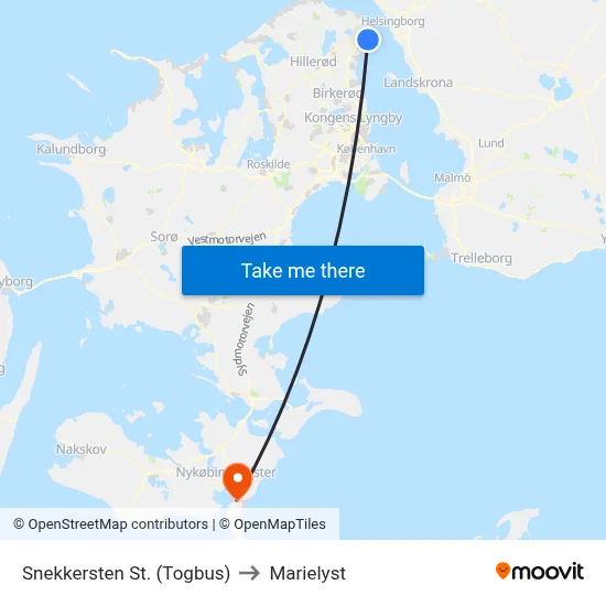 Snekkersten St. (Togbus) to Marielyst map