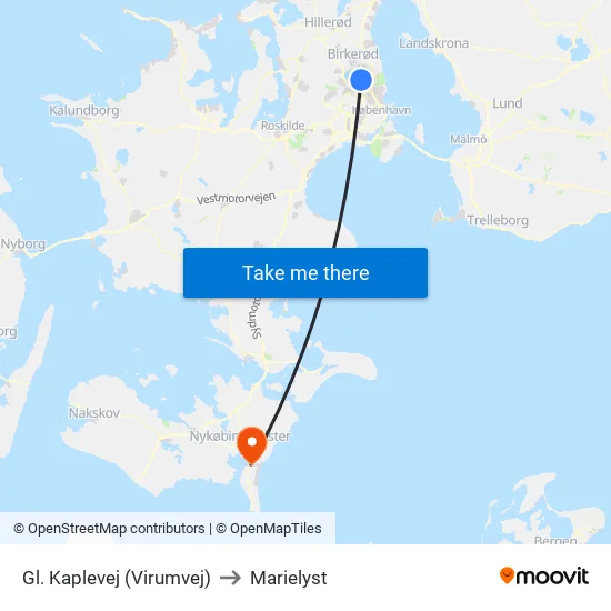 Gl. Kaplevej (Virumvej) to Marielyst map