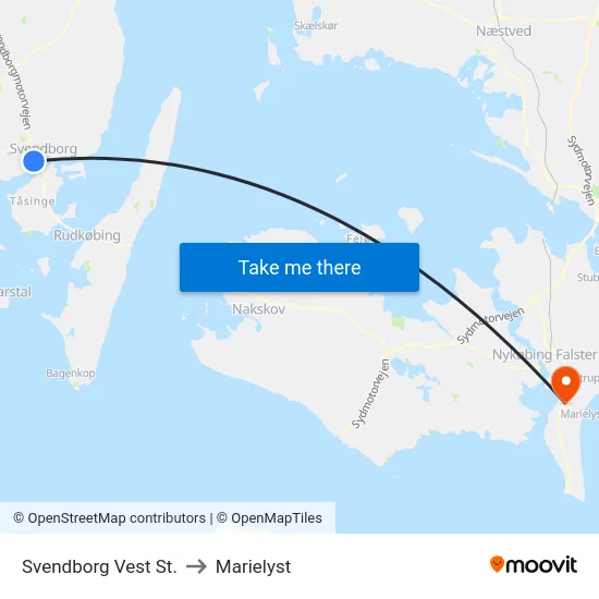 Svendborg Vest St. to Marielyst map