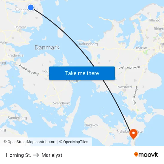 Hørning St. to Marielyst map