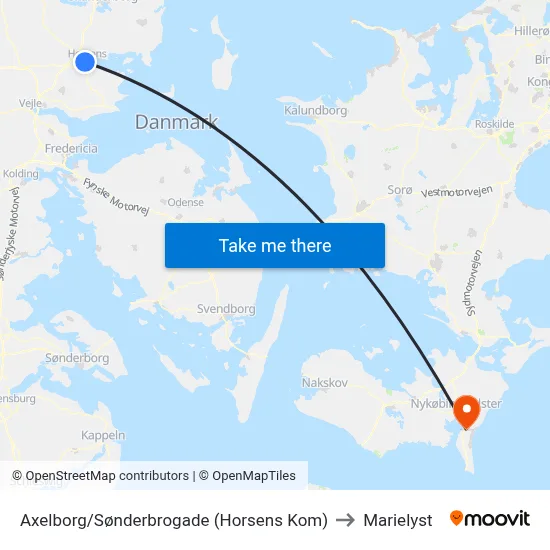 Axelborg/Sønderbrogade (Horsens Kom) to Marielyst map