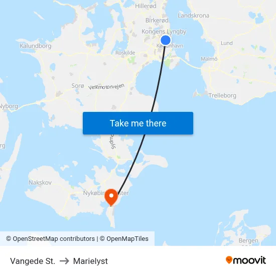 Vangede St. to Marielyst map