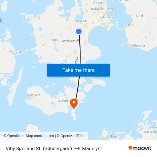 Viby Sjælland St. (Søndergade) to Marielyst map