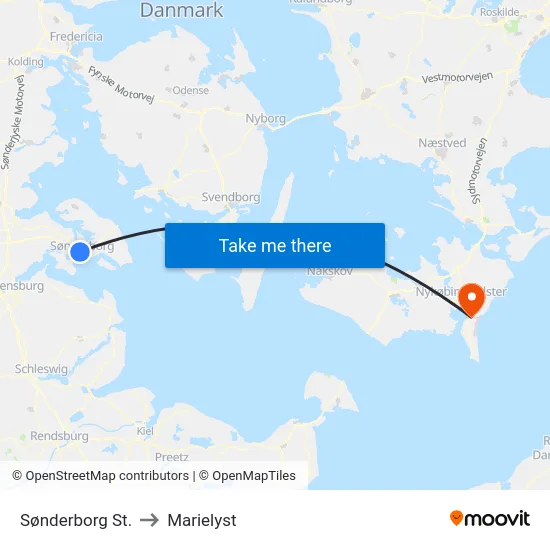 Sønderborg St. to Marielyst map