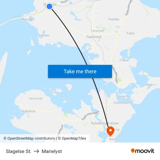 Slagelse St. to Marielyst map