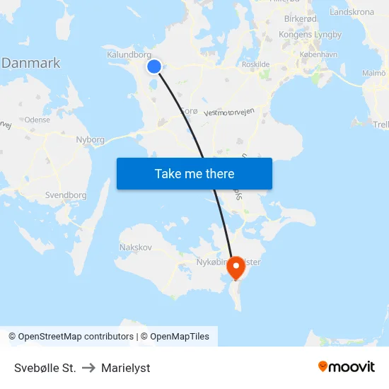 Svebølle St. to Marielyst map