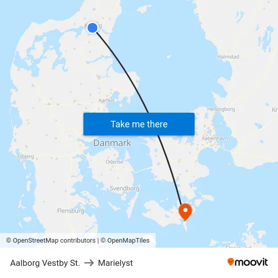 Aalborg Vestby St. to Marielyst map