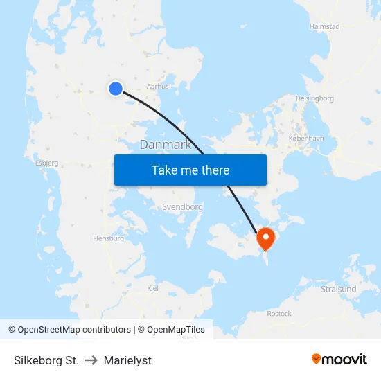 Silkeborg St. to Marielyst map