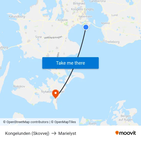 Kongelunden (Skovvej) to Marielyst map