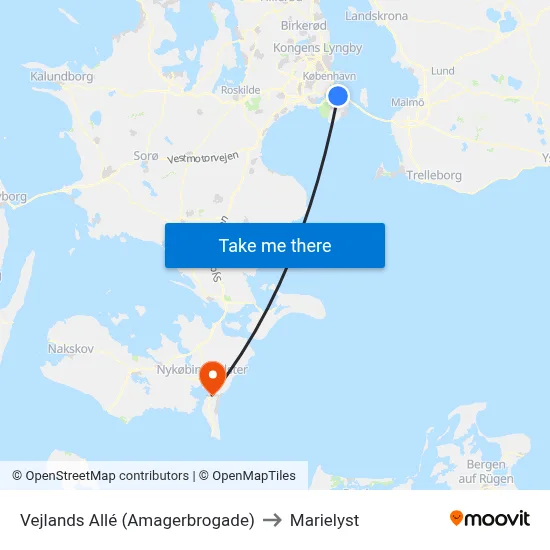 Vejlands Allé (Amagerbrogade) to Marielyst map