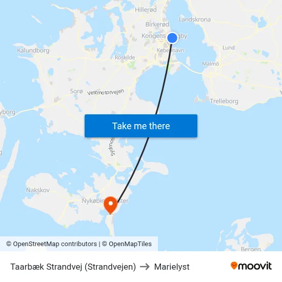 Taarbæk Strandvej (Strandvejen) to Marielyst map