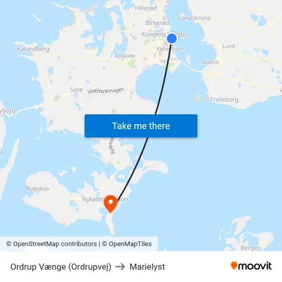 Ordrup Vænge (Ordrupvej) to Marielyst map
